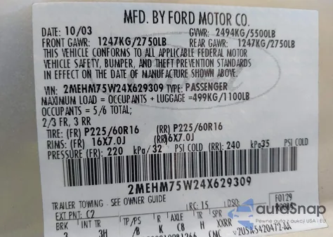 2004 Mercury Grand Marquis Ls from USA, damaged, VIN 2MEHM75W24X629309